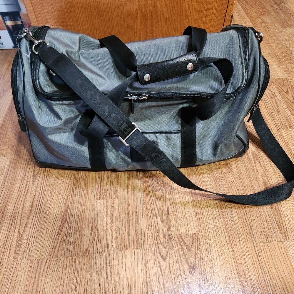 Large 24" COACH duffle travel cabin carryon gym bag nylon and leather with strap
